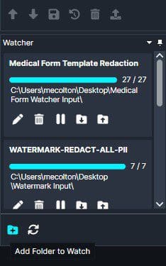 Select the "Add Folder To Watch" Icon at the bottom left of the Watcher Panel