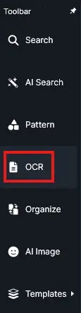 OCR-Option | CaseGuard toolbar with the option for OCR outlined