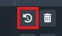 Undo (curved arrow) and Delete (trash can) icons on a toolbar; the Undo button is highlighted with a red border.