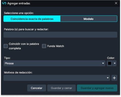 exacta-de-palabras | CaseGuard Exact Words in Spanish