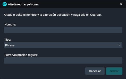 anadir patrones | CaseGuard Anadir/Editar Patrones ventana