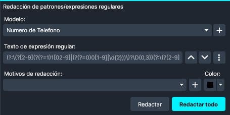 new-regex-box-span | CaseGuard New RegEx option with red box in Spanish