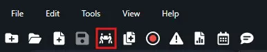 teamspace-1 | CaseGuard Toolbar with menu options (File, Edit, Tools, View, Help); the highlighted icon shows a group of people, indicating collaboration/share feature.