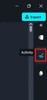 Activity-panel | CaseGuard Icon button for the Activity tool in the right-hand toolbar, highlighted with a red border.