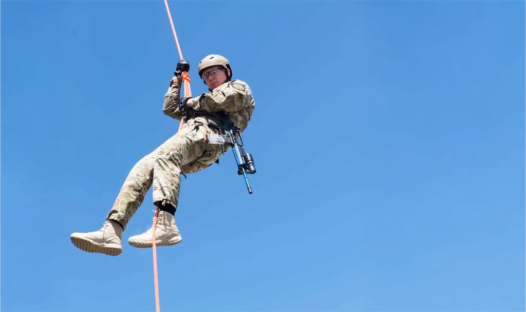 Josh in training on a rope, AI redaction and privacy