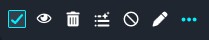 Bottom-Activity-Panel | CaseGuard Dark UI toolbar with multiple action icons: select, view, layout toggle, disable/blocked option, edit, and overflow menu.