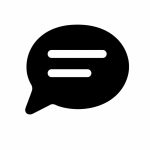 Chat bubble icon representing a message or conversation with two text lines inside