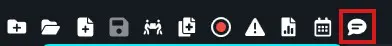 file-log-1 | CaseGuard Chat or comments button (speech bubble) highlighted in the toolbar, indicating access to messages or live chat