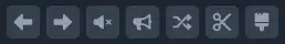 Row of rounded square icon buttons for navigation and actions (Back, Forward, Share, Cut, Copy, etc.).