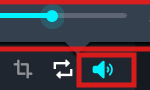 Dark toolbar with a highlighted volume control button (speaker icon) among other icons.