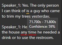 Transcription Moderate Confidence Level