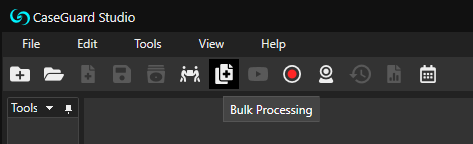 accessing the bulk redaction feature in caseguard studio top toolbar