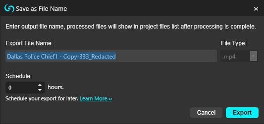 CaseGuard Studio Export File Window