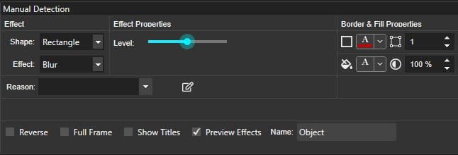 configuring a rectangle shaped blur effect