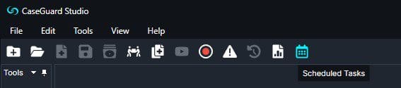 Select the calendar icon to open scheduled tasks.
