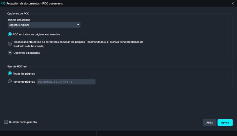 OCR Document Options in Spanish