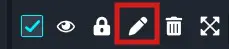 Toolbar with action icons: complete, preview, lock, edit (pencil) highlighted, delete, and fullscreen.