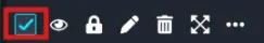 Selected checkmark in a square toolbar icon (active/indicating completion)