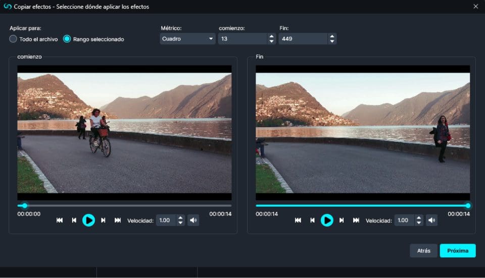 Copy Effects Pup-up in Spanish version of Software