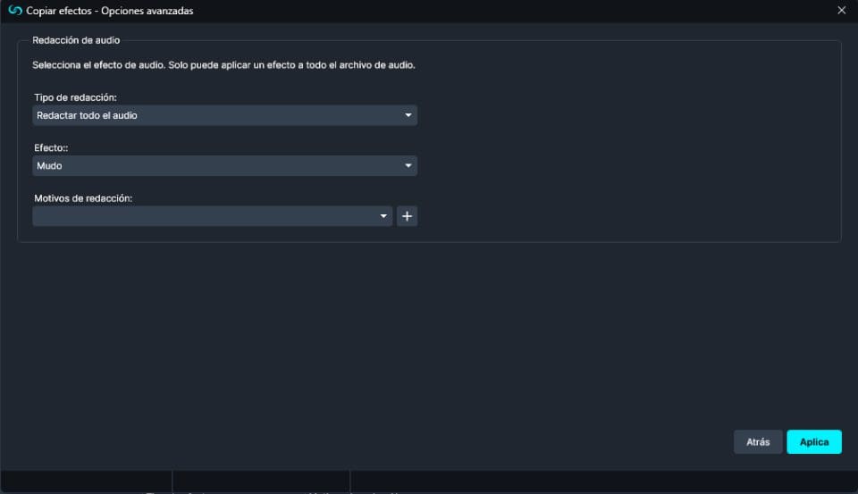 Advanced Options for Copy Effects in Spanish Software