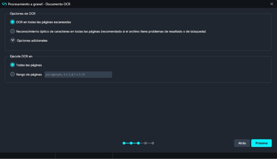 Document OCR window in Spanish