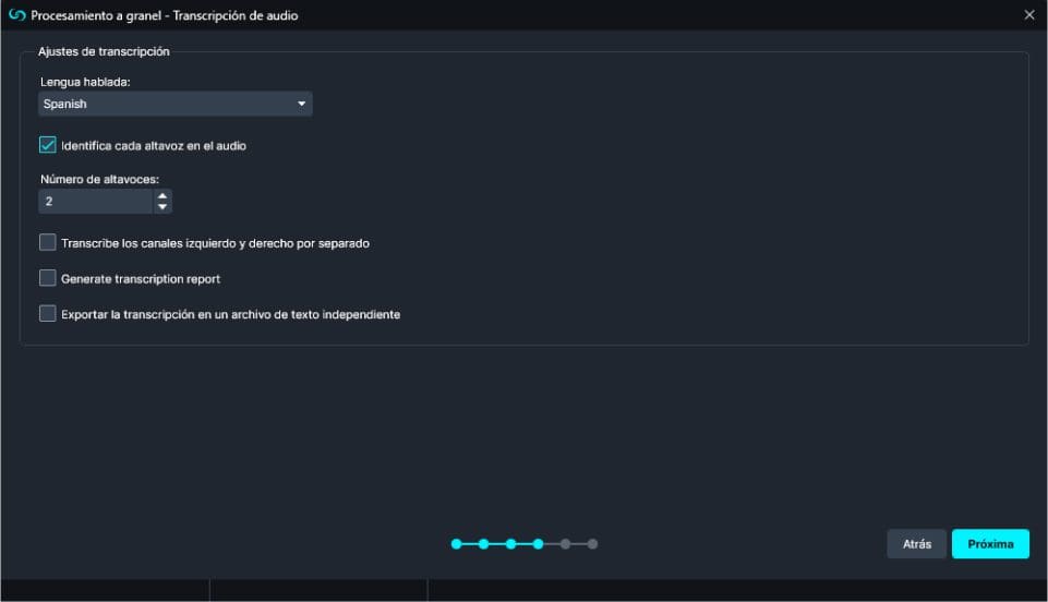 Audio Transcription for Bulk Processing in Spanish