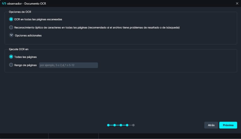 watcher-roc | CaseGuard OCR options for the Watcher in Spanish