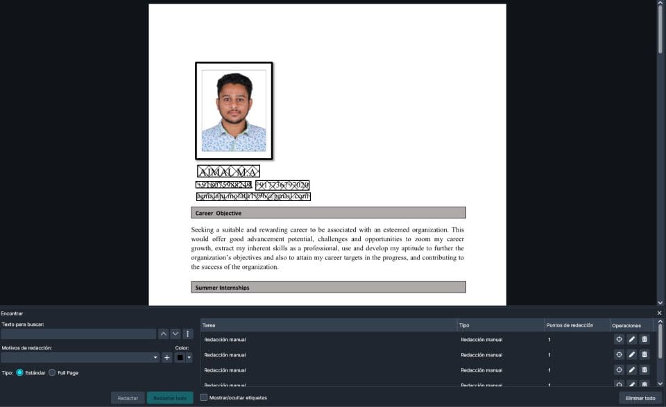 resume-redaction | CaseGuard Resume Redaction in Spanish