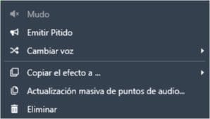 Right Click on Audio Track in Spanish