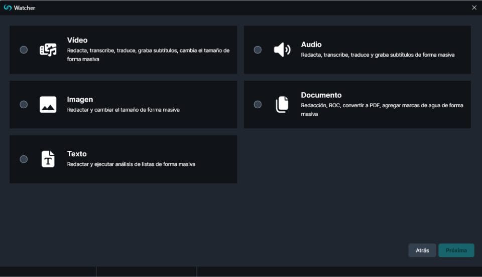 Watcher Options in Spanish