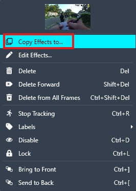 copy-effects | CaseGuard Context menu from an image editor with options like Copy Effects to...; the 'Copy Effects to...' item is highlighted.
