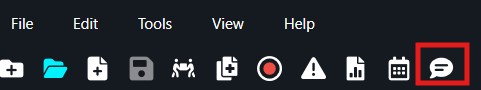 Comment/chat button highlighted in the top toolbar.
