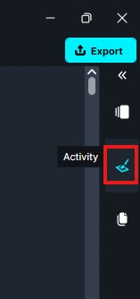 Blue annotation/pen tool icon selected in the vertical editing toolbar, outlined in red.